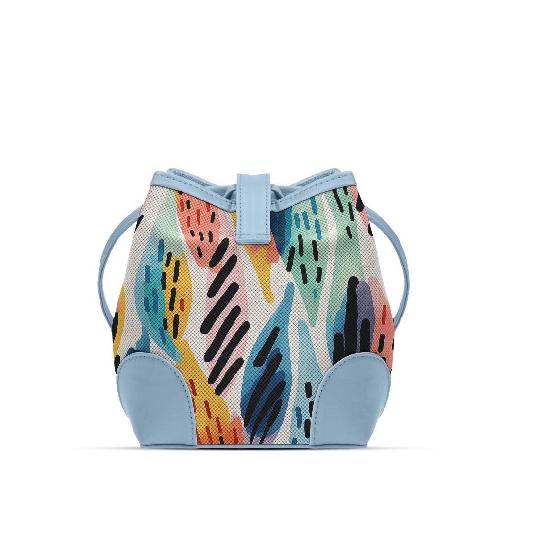 Blue Bucket Bags Drawen Leafs - CANVAEGYPT