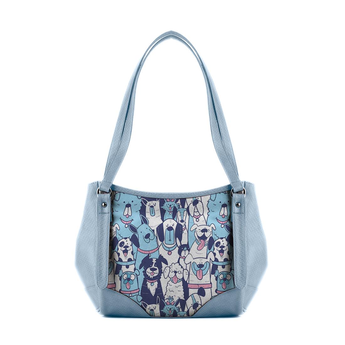 Blue Leather Tote Bag Dogs - CANVAEGYPT