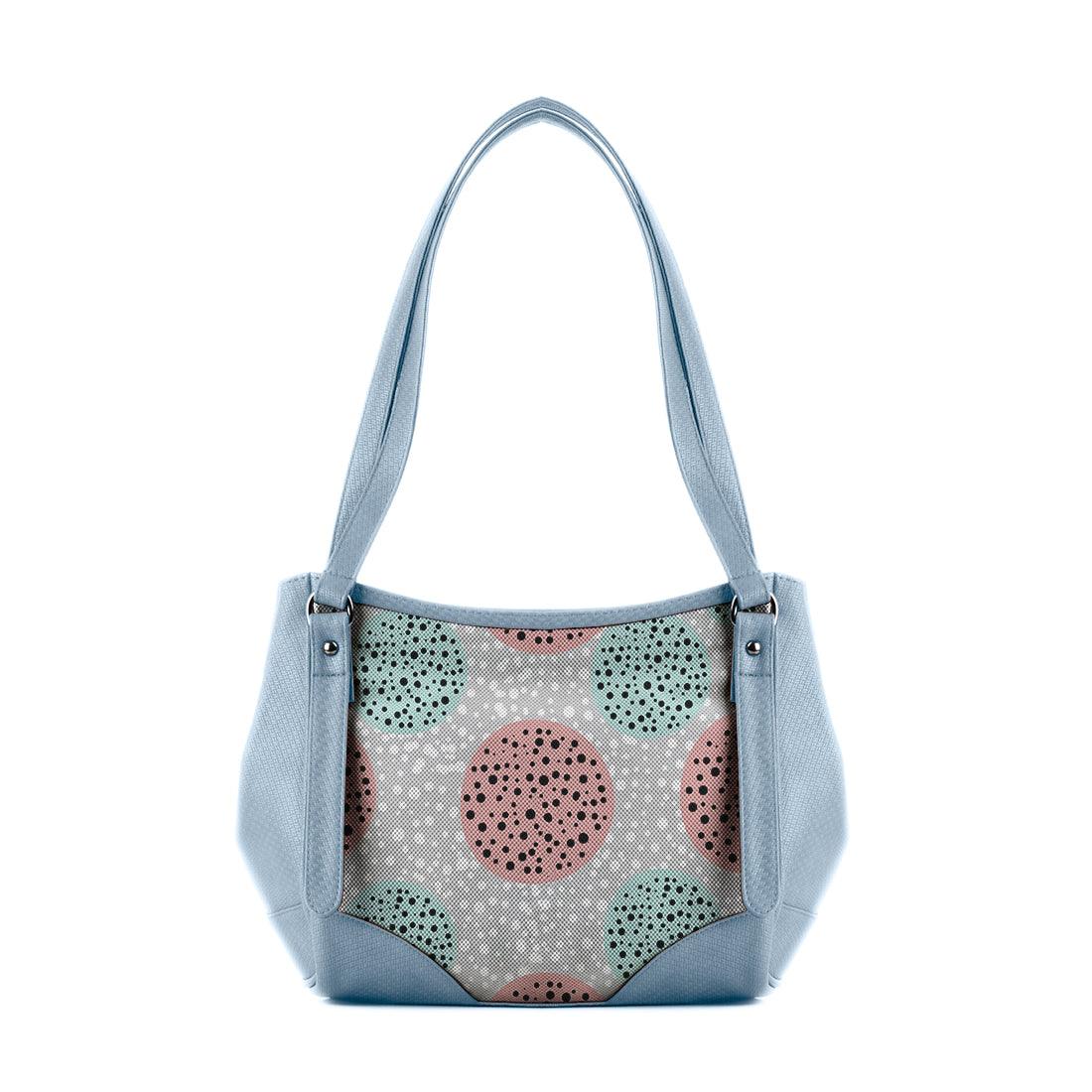 Blue Leather Tote Bag Dots - CANVAEGYPT