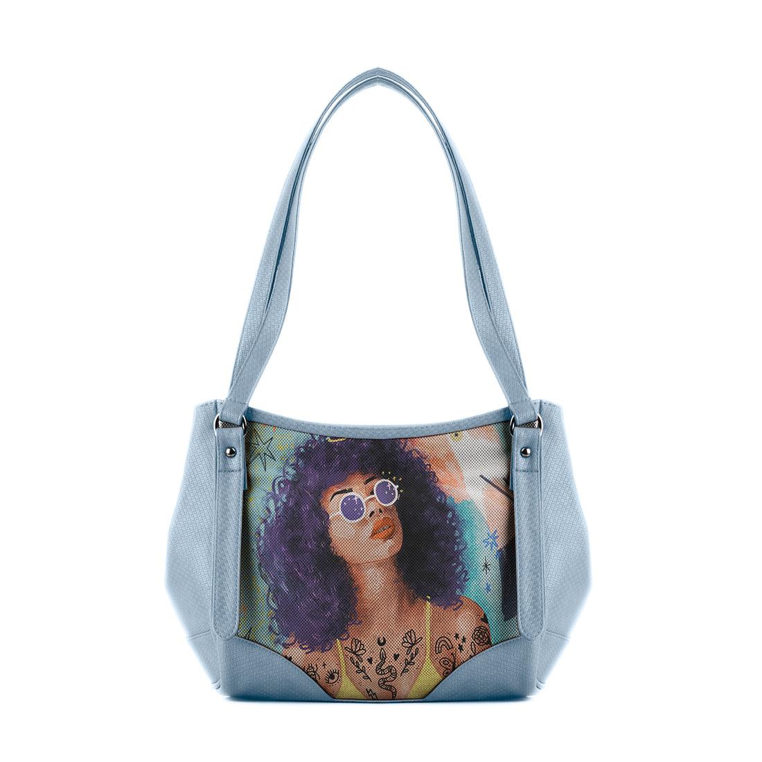 Blue Leather Tote Bag Flamingo Queen - CANVAEGYPT