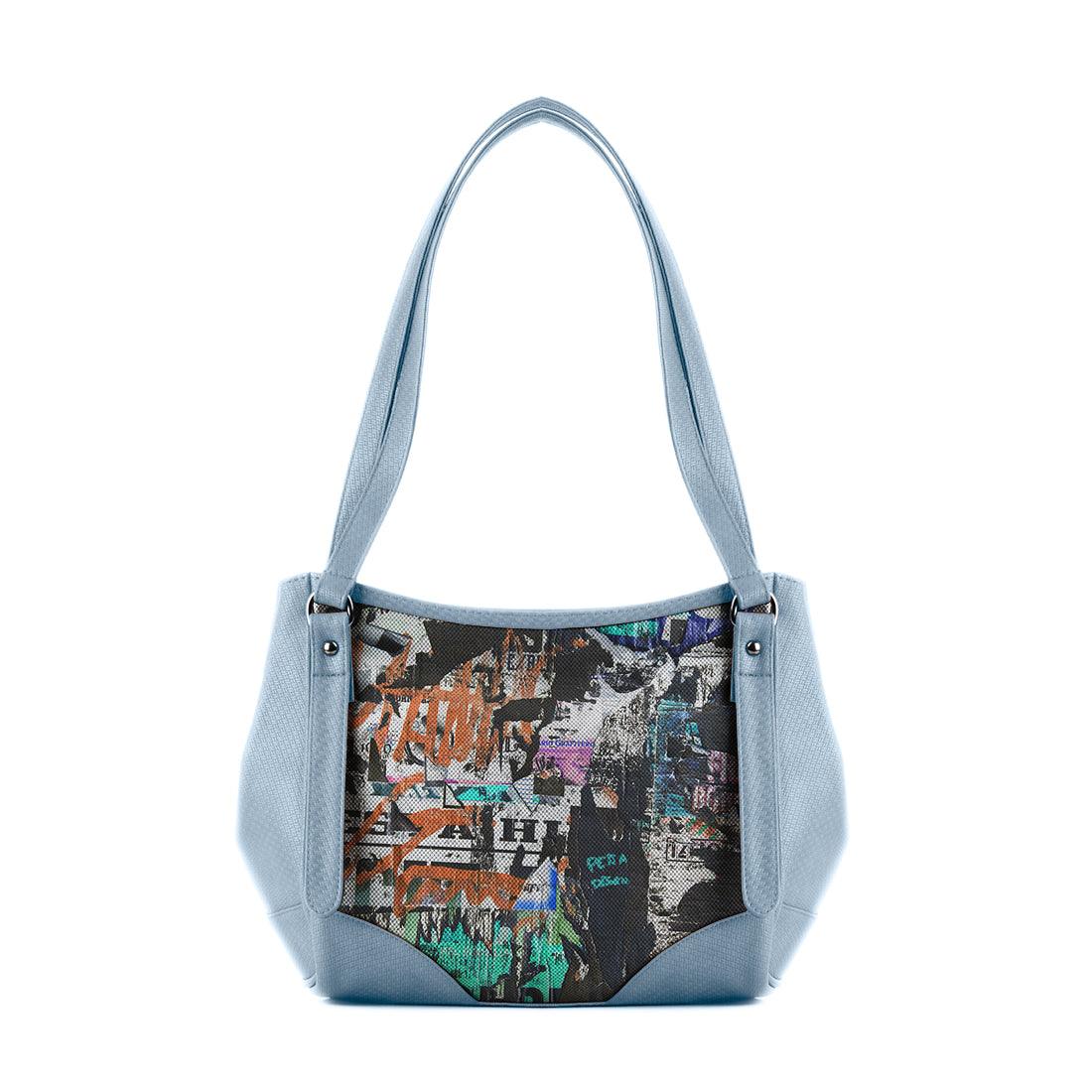 Blue Leather Tote Bag Full Wall - CANVAEGYPT