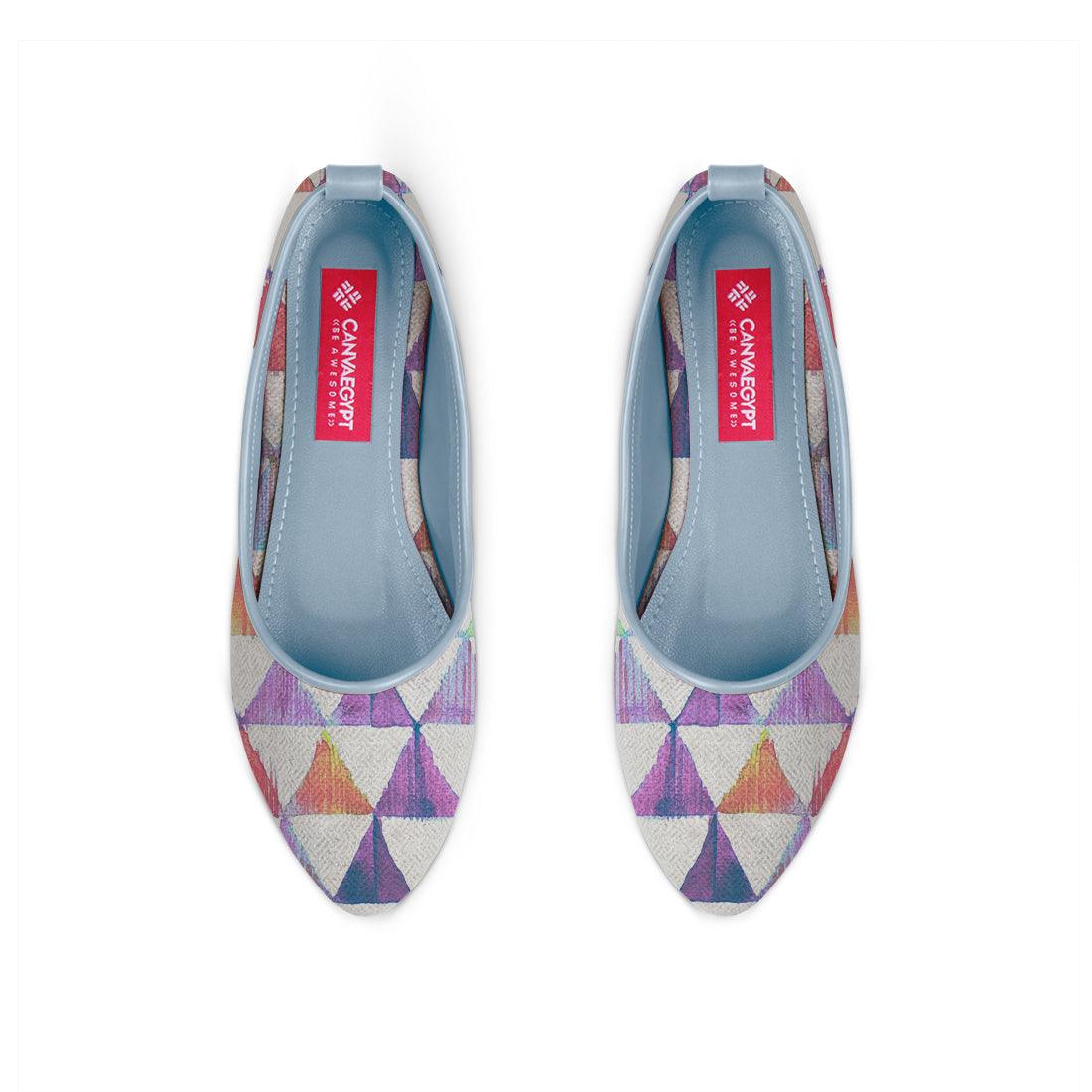 Blue Round Toe Shoe Rainbow triangles - CANVAEGYPT