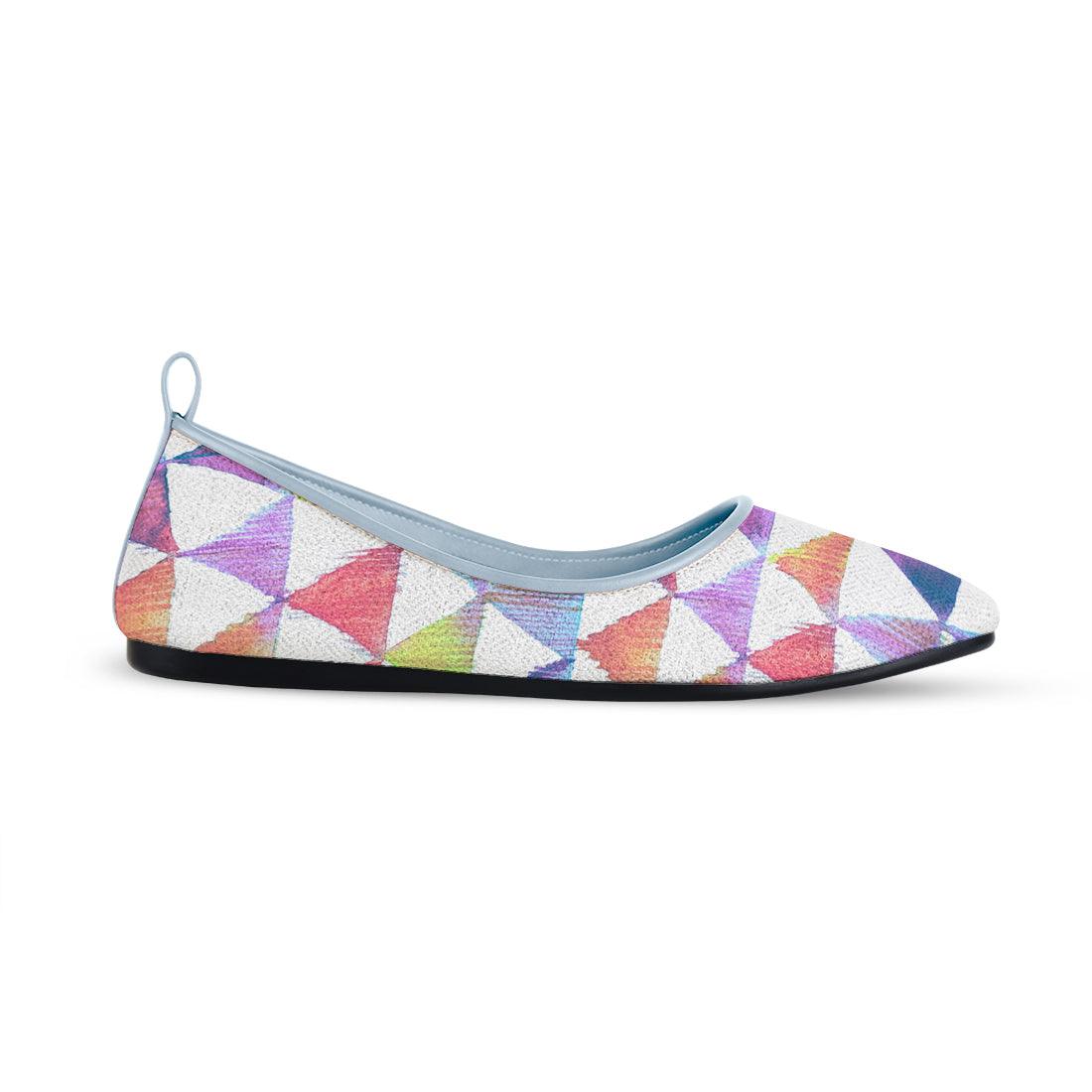 Blue Round Toe Shoe Rainbow triangles - CANVAEGYPT