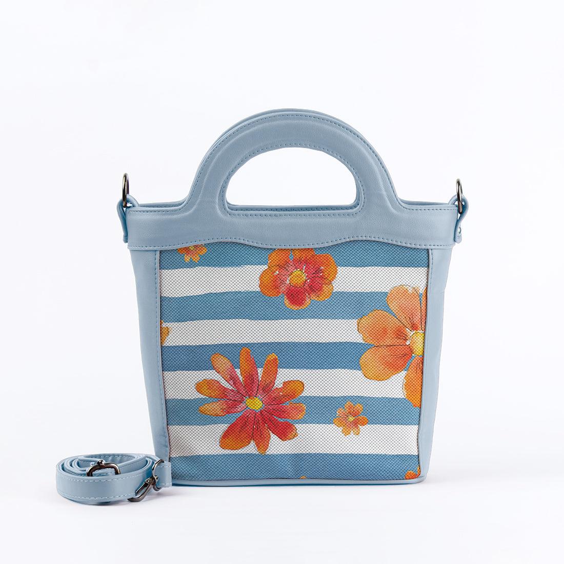Blue Top Handle Handbag Blue Floral - CANVAEGYPT