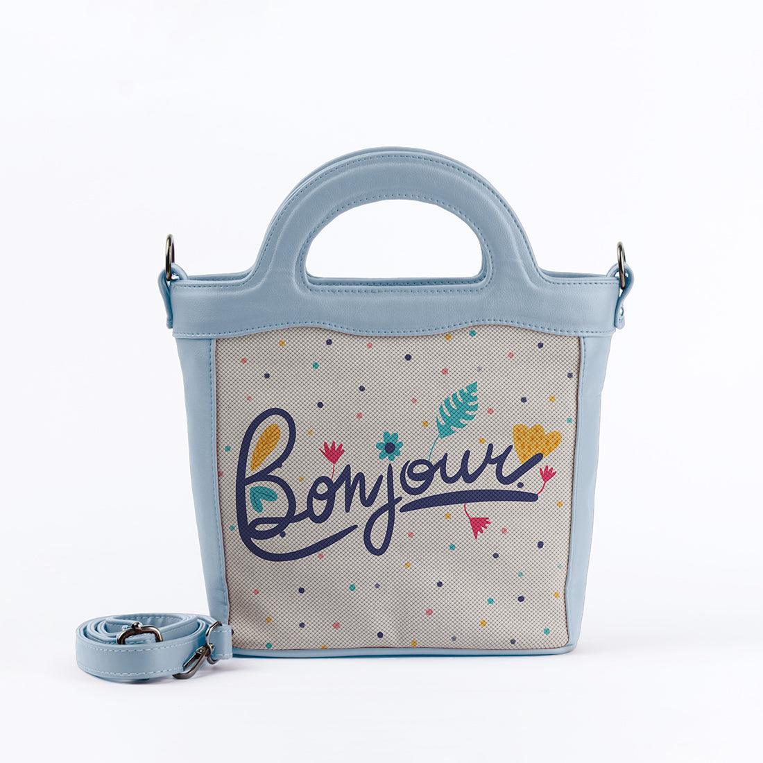 Blue Top Handle Handbag Bonjour - CANVAEGYPT