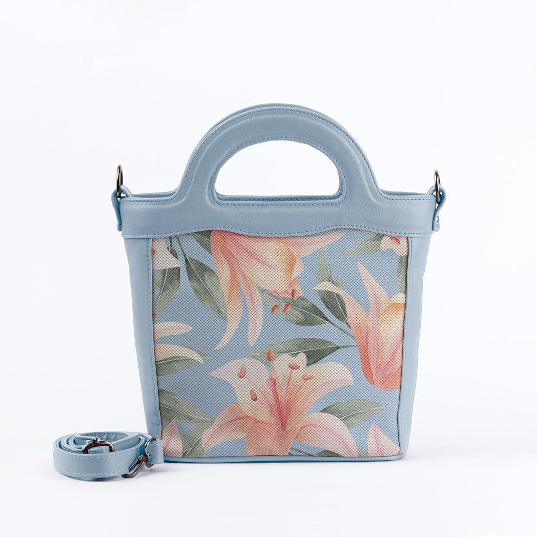 Blue Top Handle Handbag Roses - CANVAEGYPT