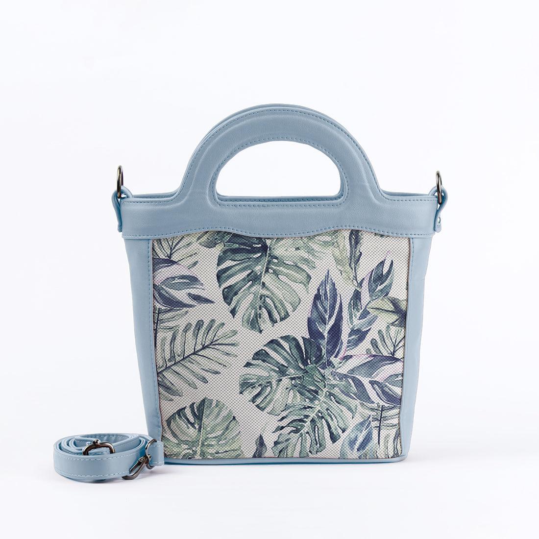 Blue Top Handle Handbag Watercolor tropical - CANVAEGYPT