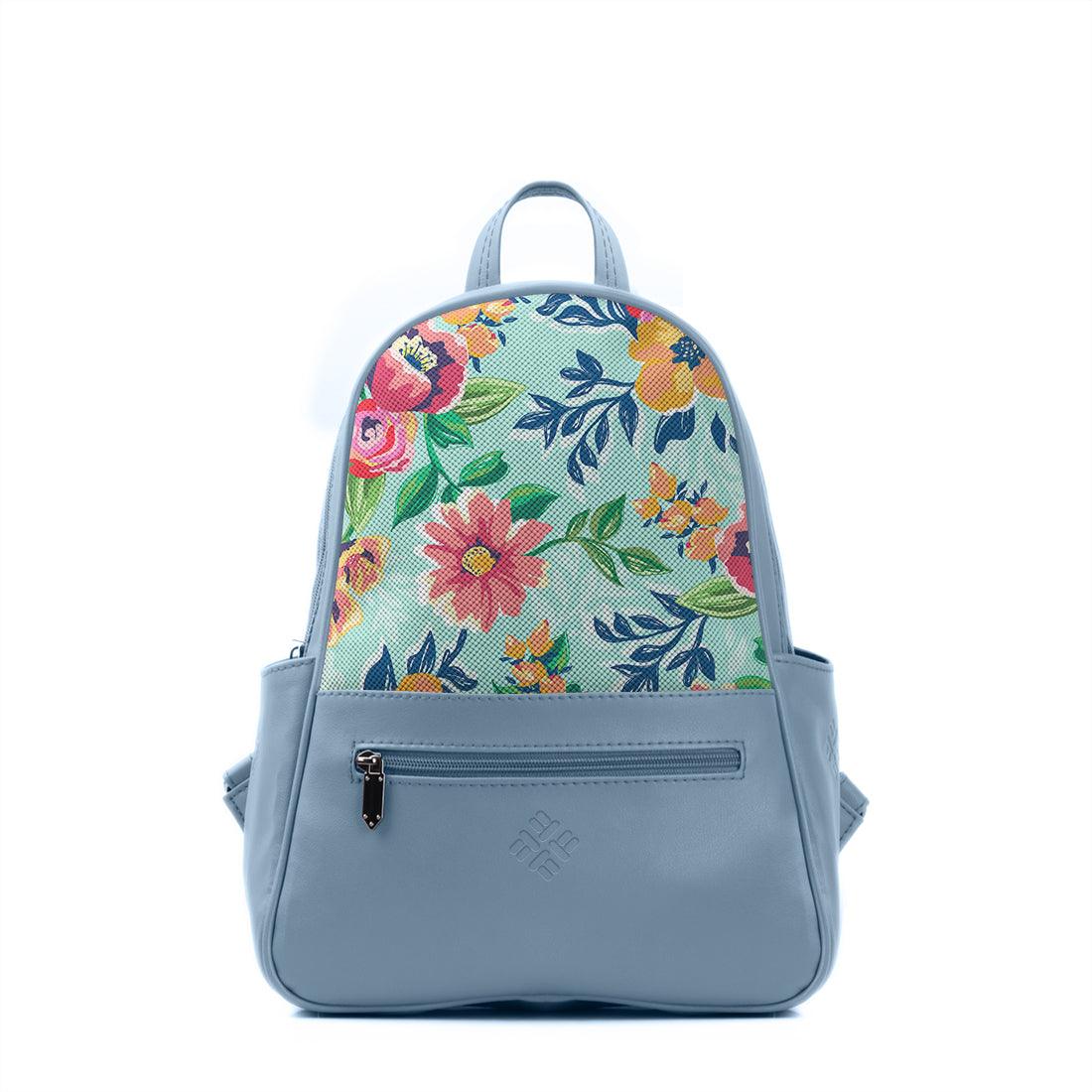 Blue Vivid Backpack Cyan Floral - CANVAEGYPT