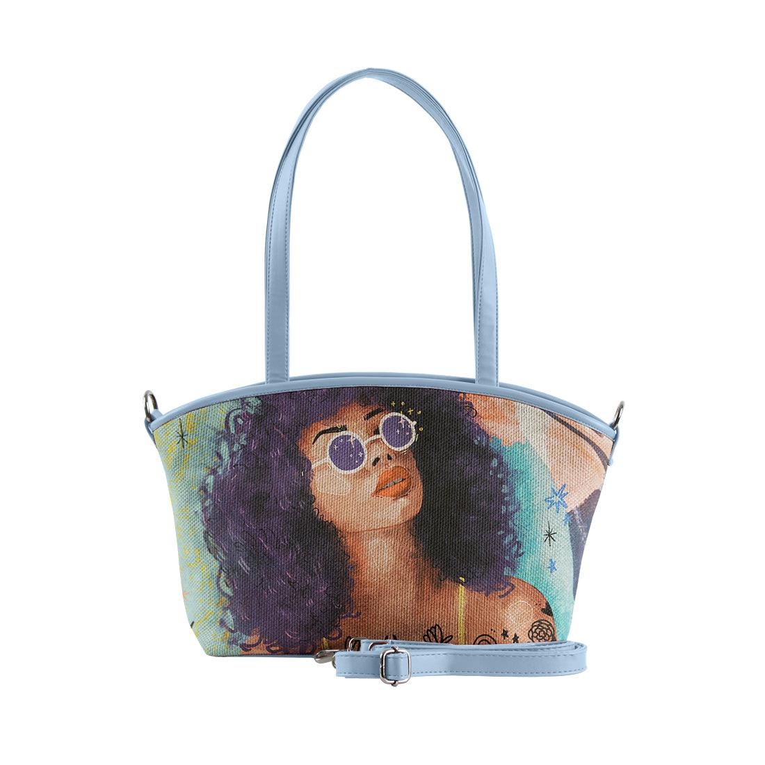 Blue Wide Tote Bag Flamingo Queen - CANVAEGYPT