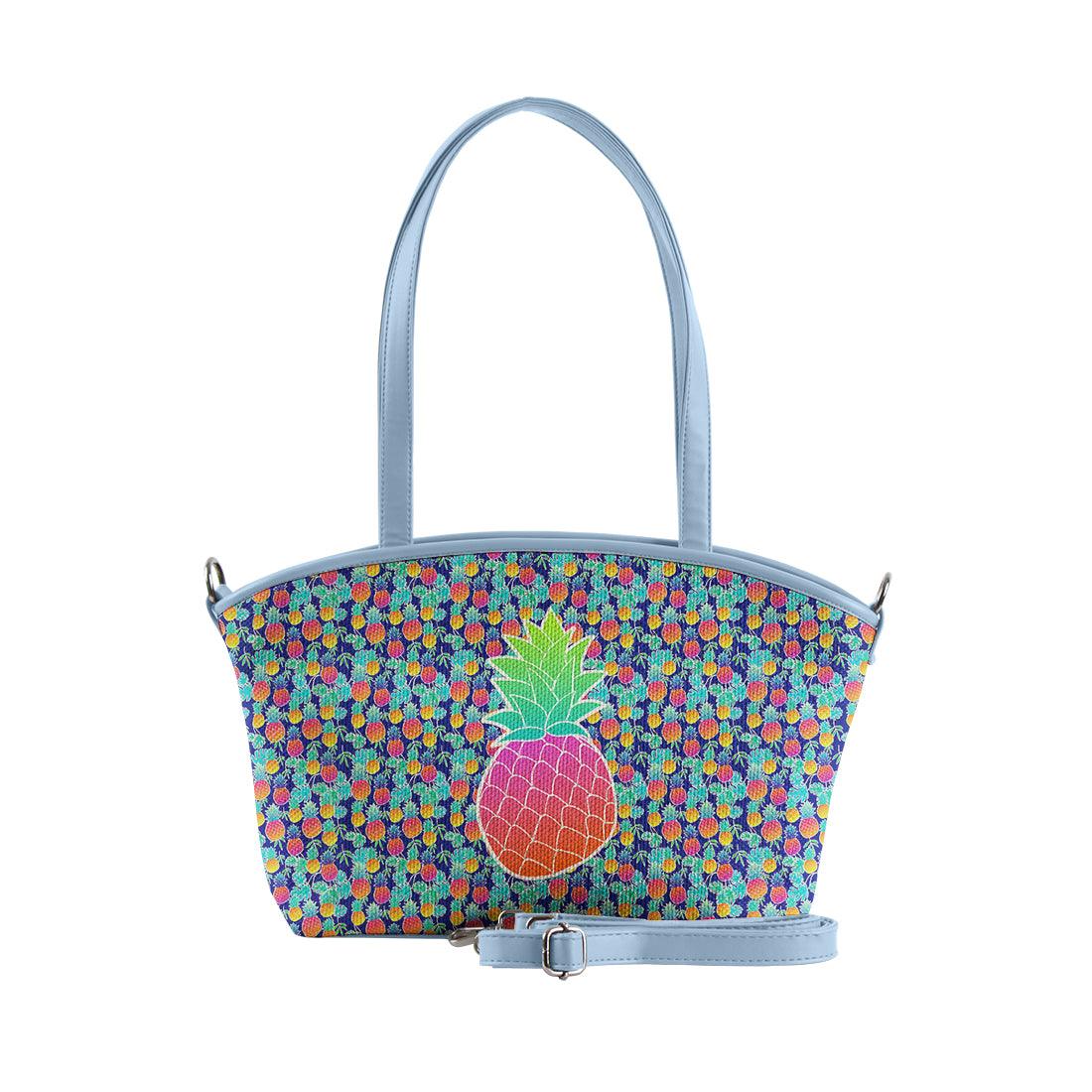 Blue Wide Tote Bag Pineapples - CANVAEGYPT