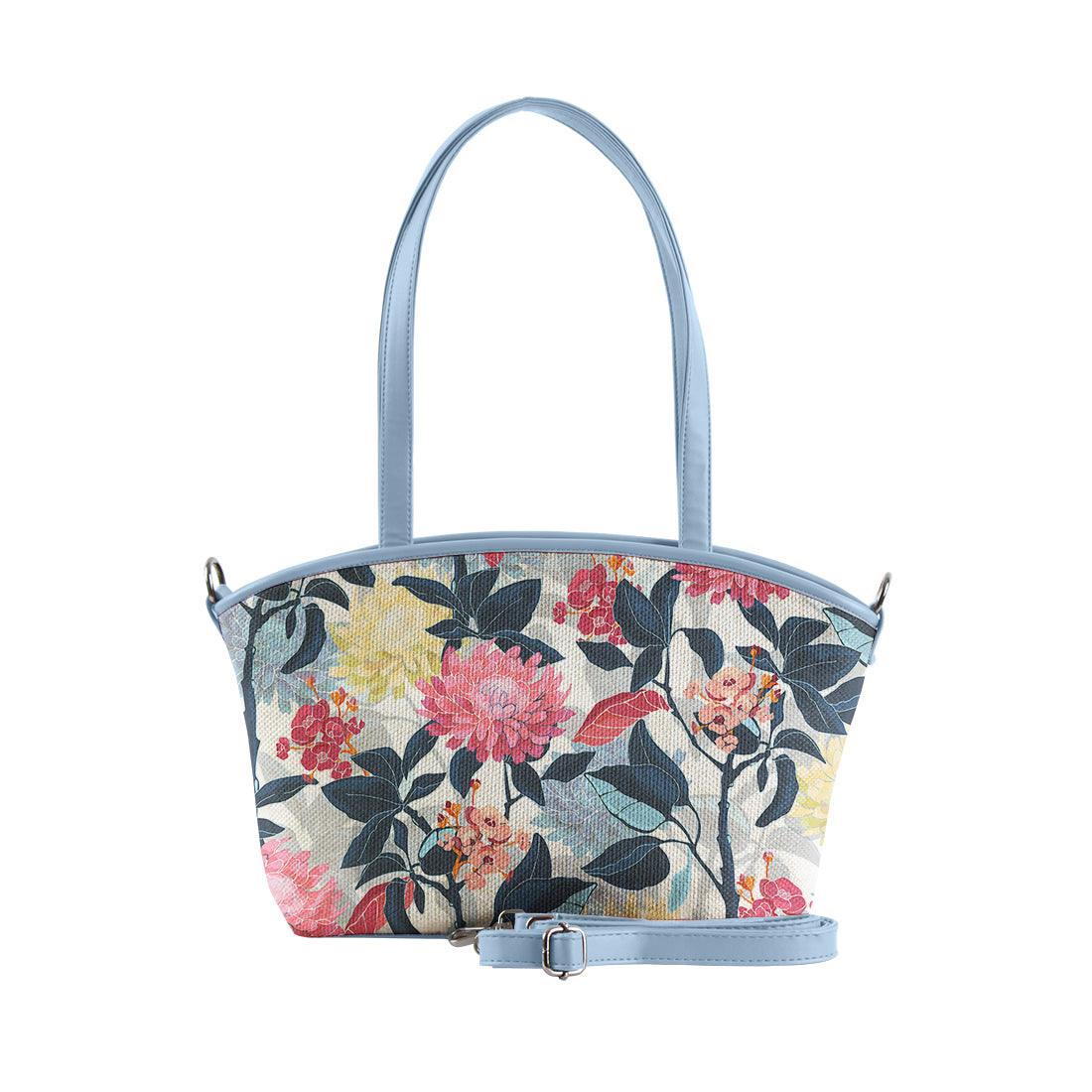 Blue Wide Tote Bag Roses Art - CANVAEGYPT
