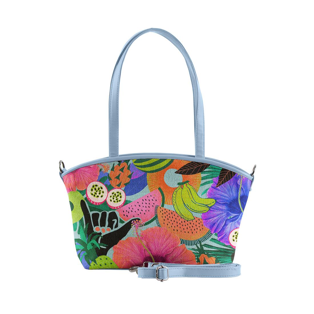 Blue Wide Tote Bag Summer Pattern - CANVAEGYPT