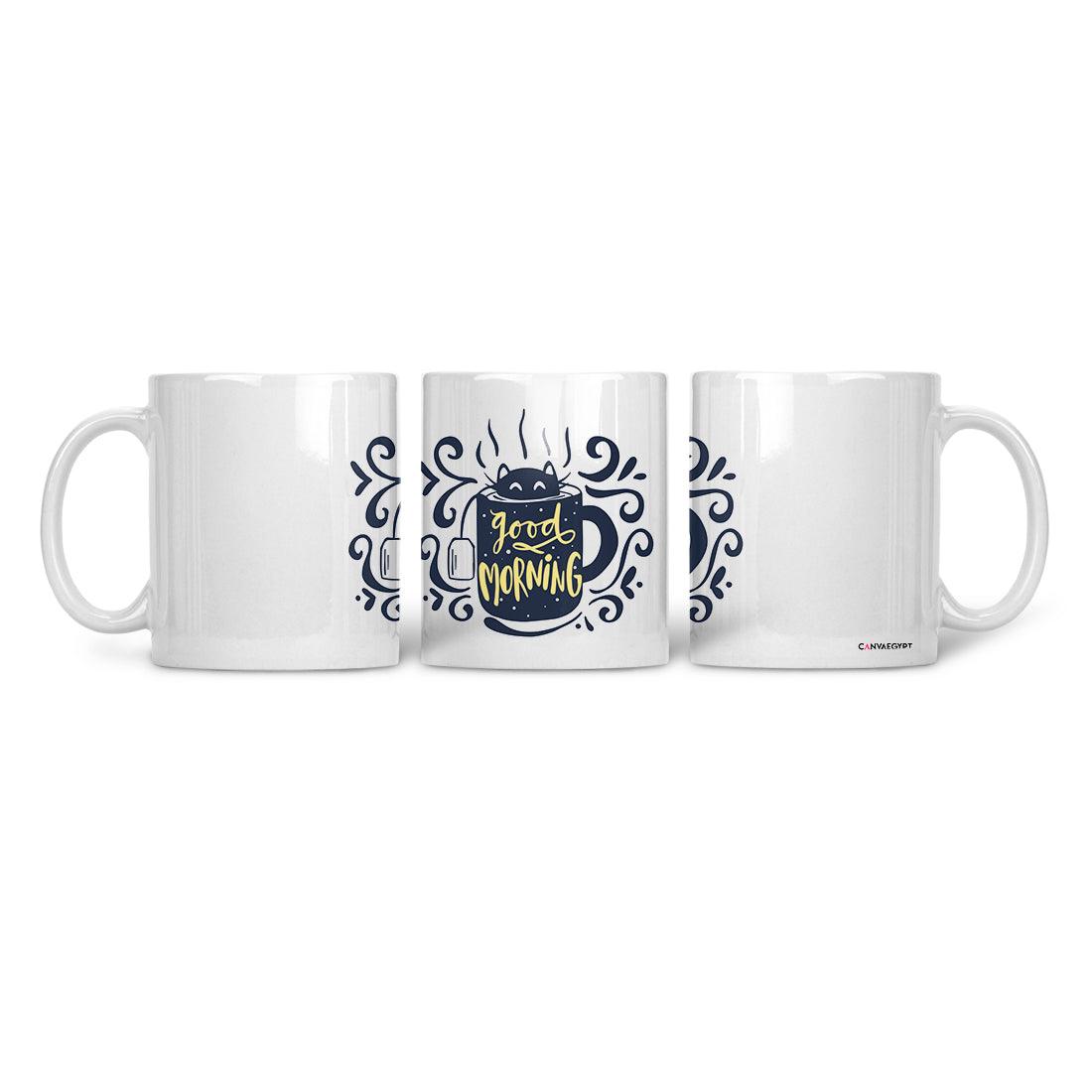 Ceramic Mug cat in coffee good morning - CANVAEGYPT