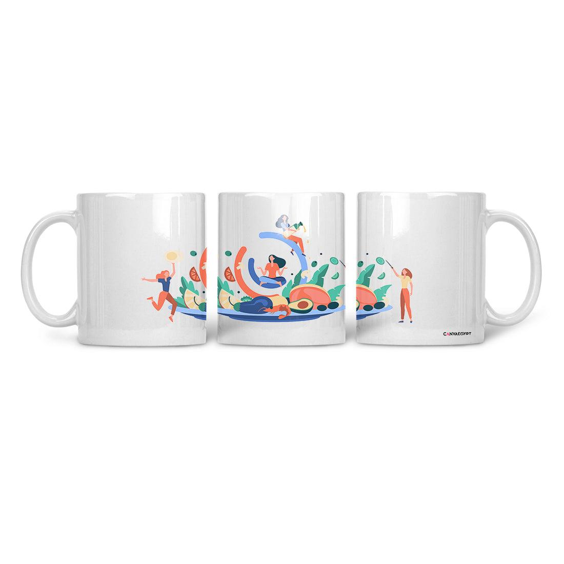 Ceramic Mug happy healthy women life - CANVAEGYPT