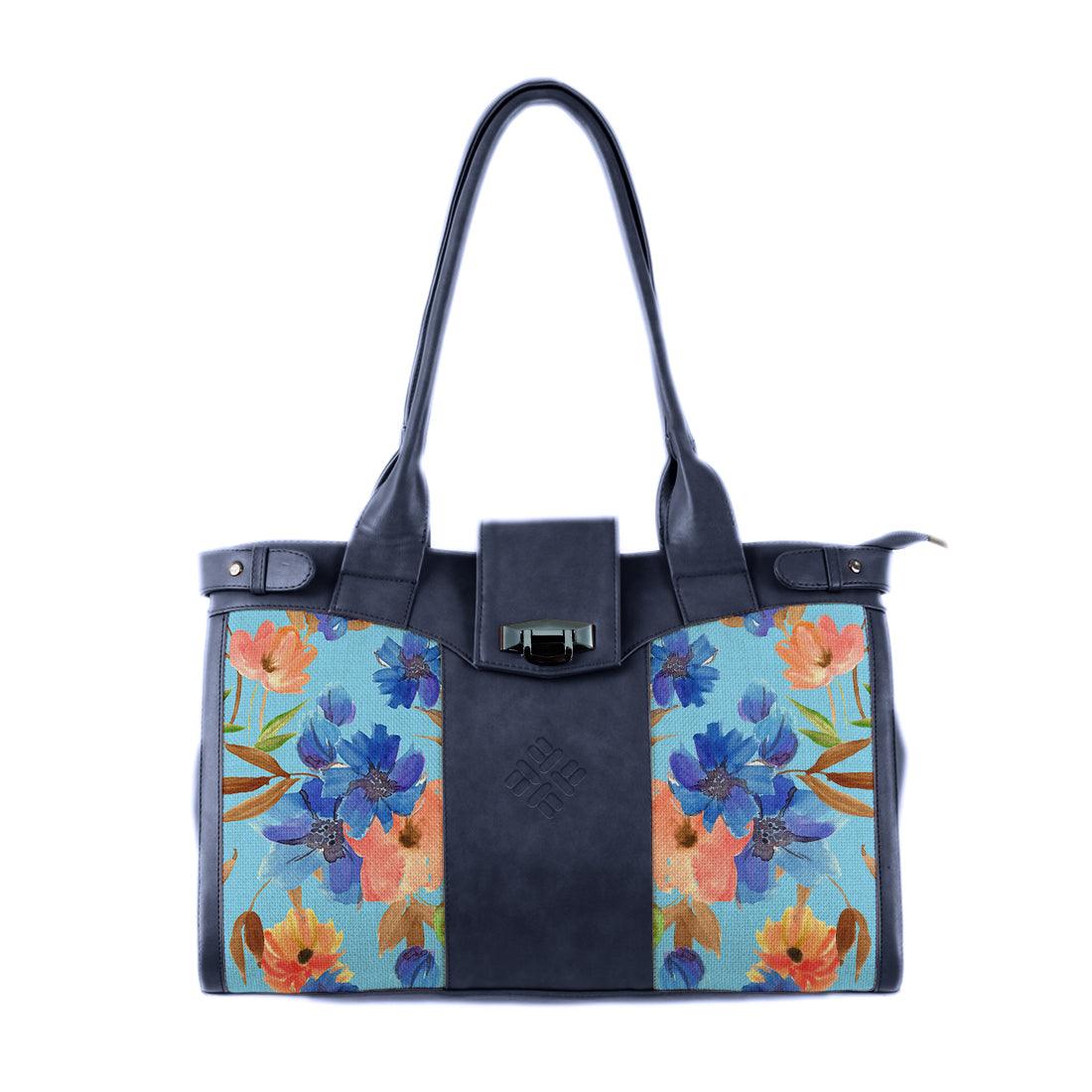 DB Double Handle Large Bag Floral in blue - CANVAEGYPT