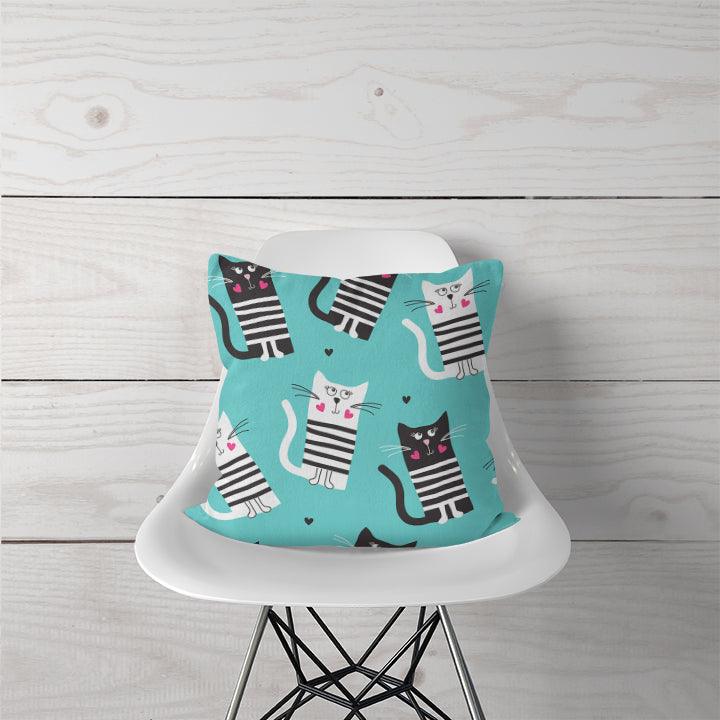 Decorative Pillow Cats in blue