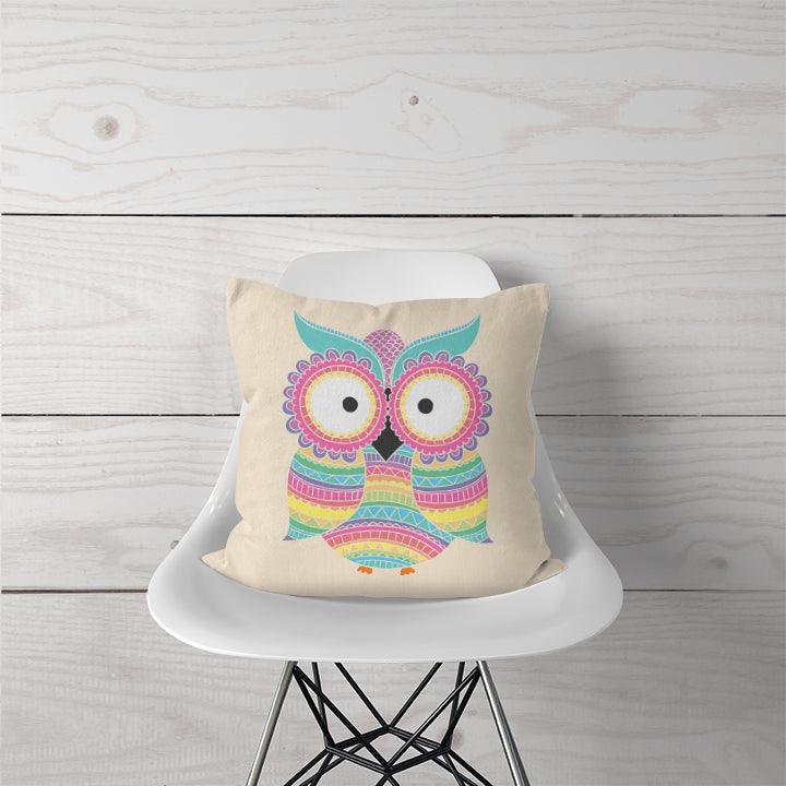 Decorative Pillow Colorful Owl