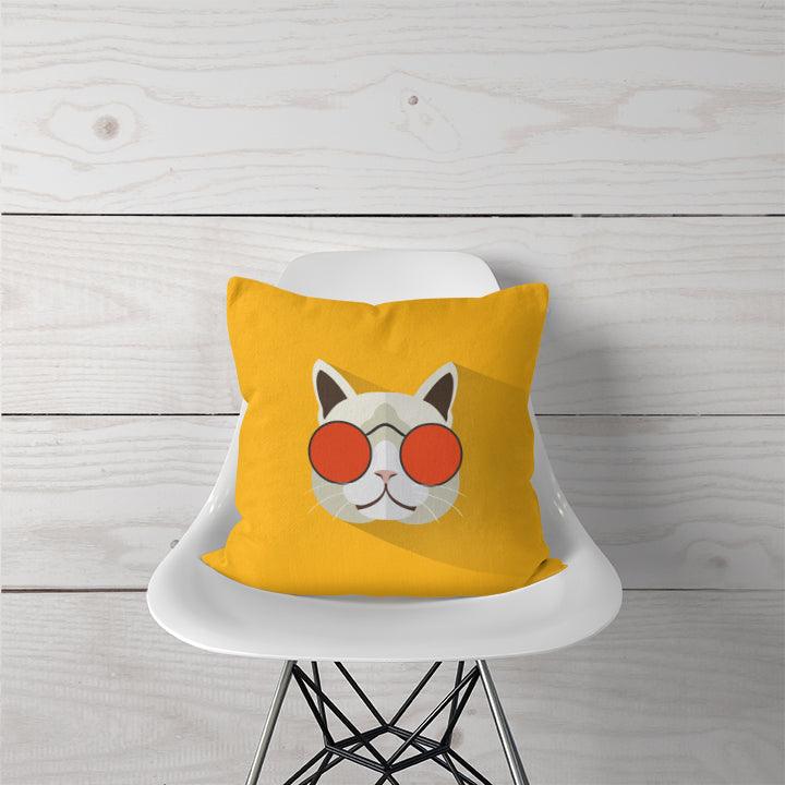 Decorative Pillow Cool Cat in yellow - CANVAEGYPT