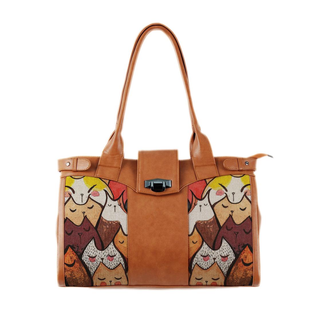 Double Handle Large Bag Cats Pattern - CANVAEGYPT