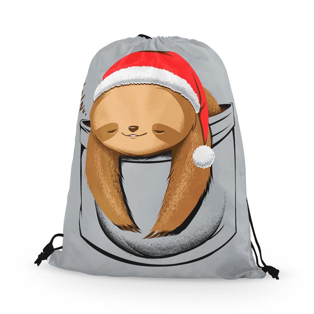 Drawstring Bag Sloth in a pocket Xmas - CANVAEGYPT