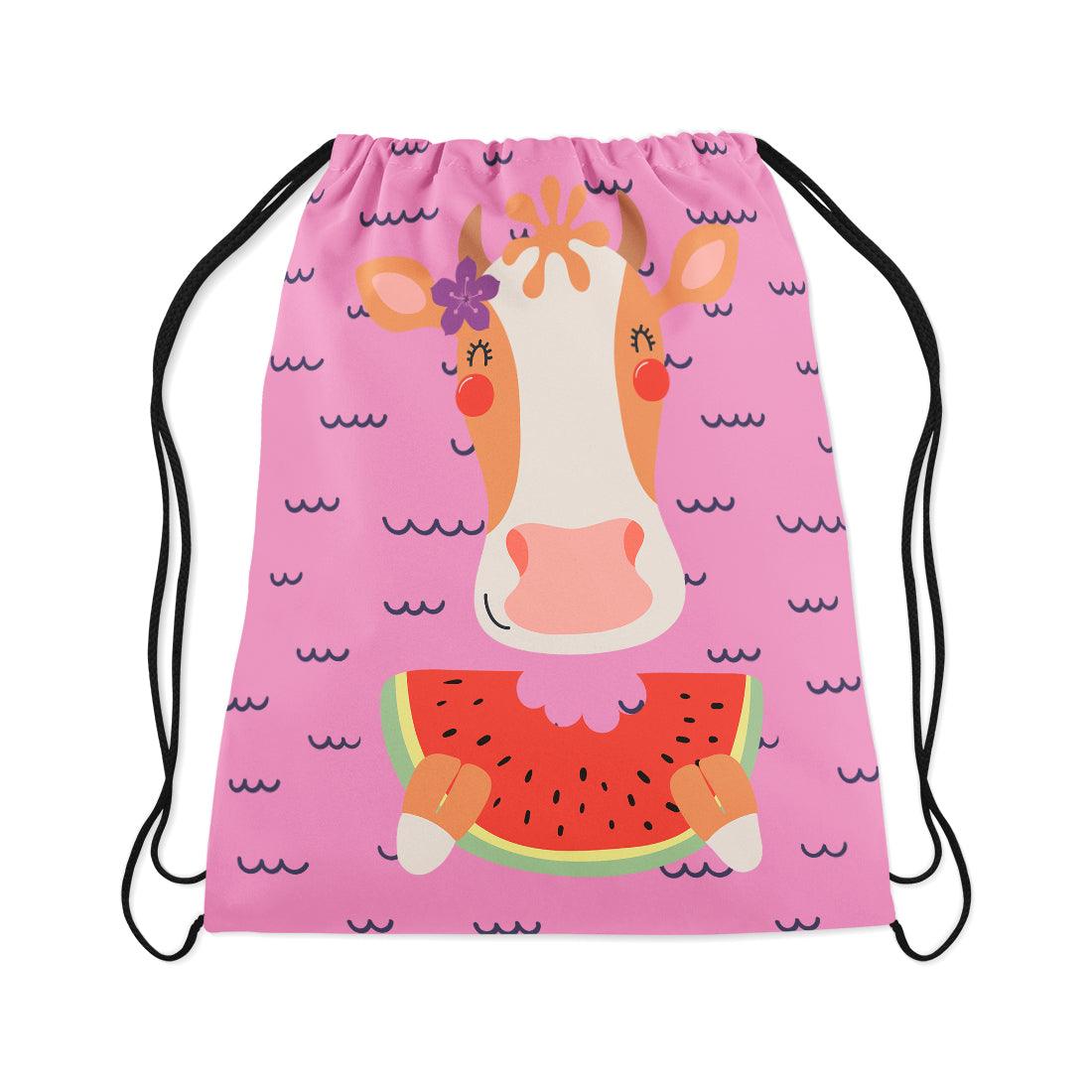Drawstring Bag Cow And Watermelon - CANVAEGYPT