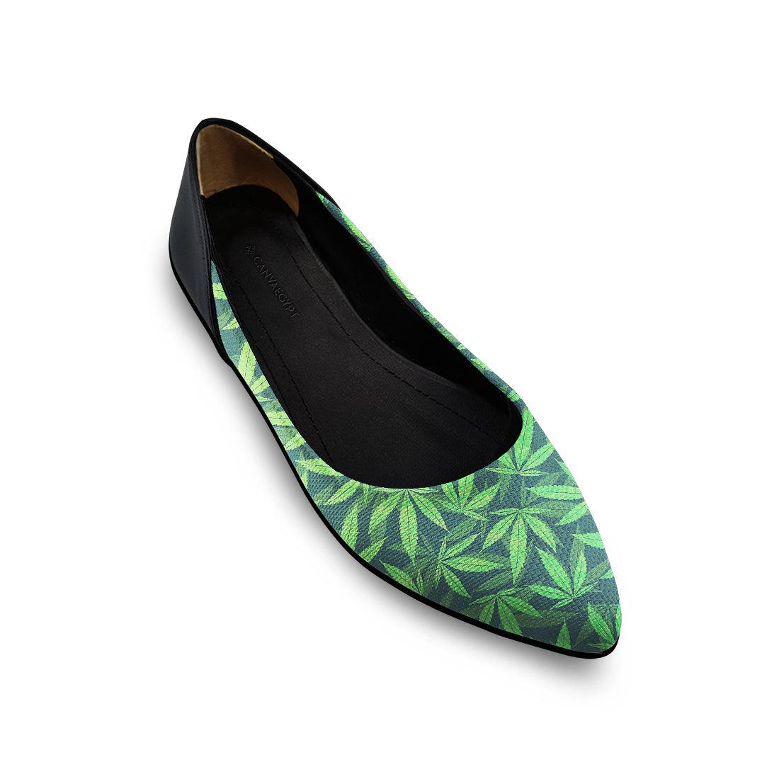 Flat Women's Shoe Palm Leaves - CANVAEGYPT