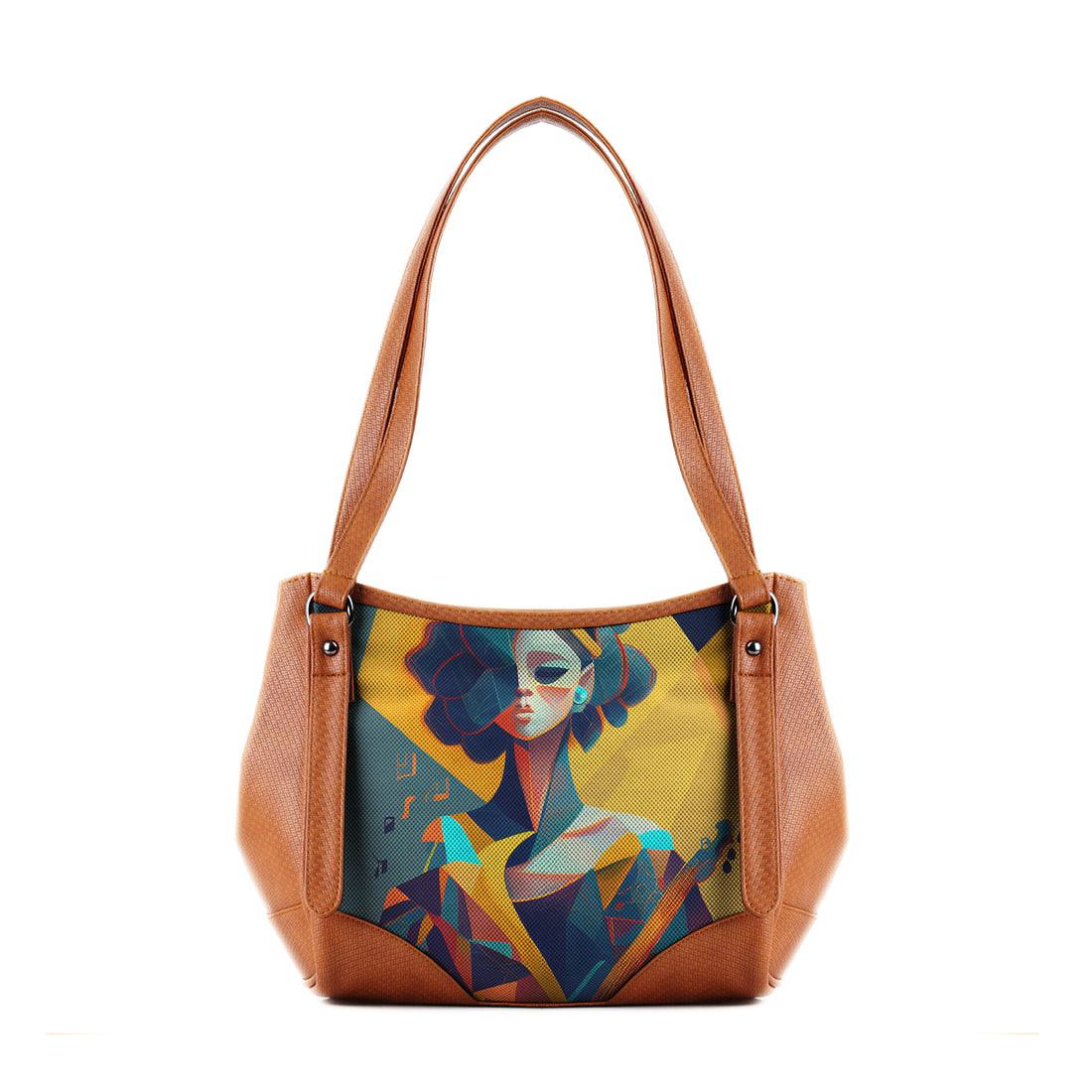 Leather Tote Bag Pixeld Girl - CANVAEGYPT