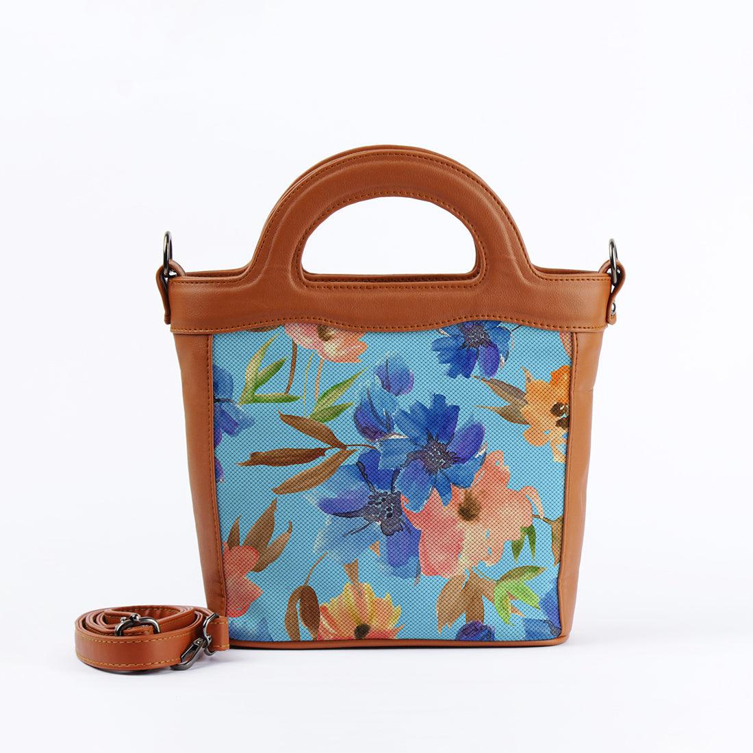 Havana Top Handle Handbag Floral in blue - CANVAEGYPT