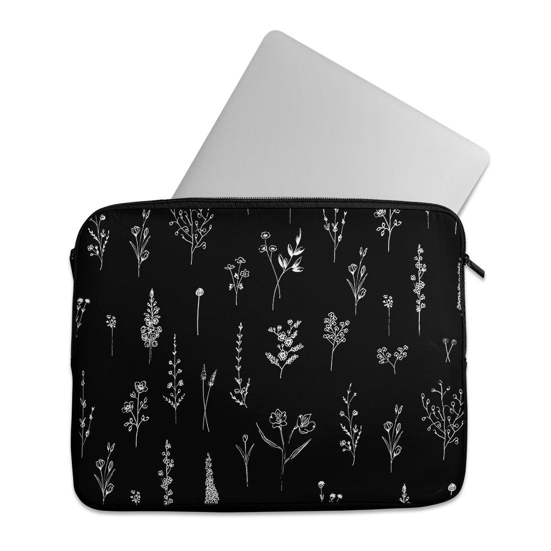 Laptop Sleeve Black Wildflowers - CANVAEGYPT