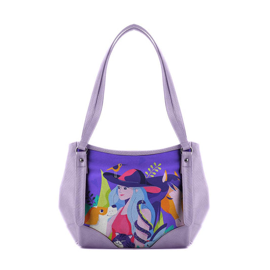 Lavender Leather Tote Bag Animal Lover - CANVAEGYPT