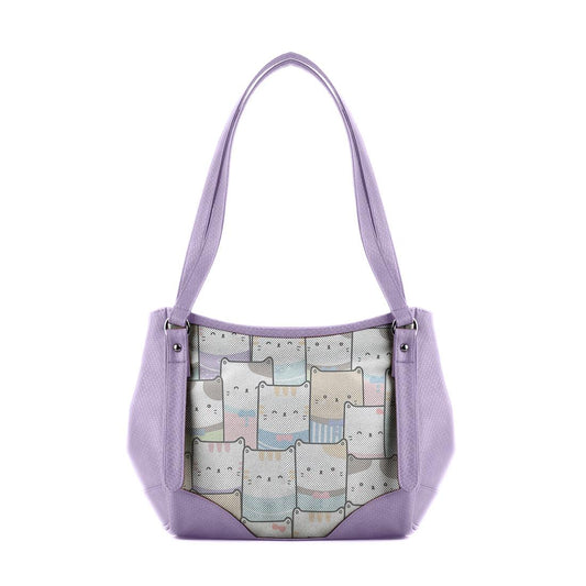 Lavender Leather Tote Bag Kitty - CANVAEGYPT