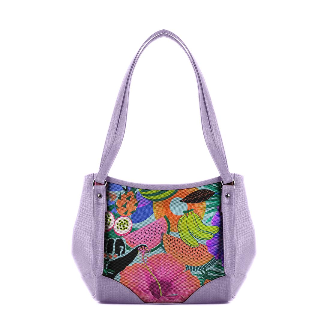 Lavender Leather Tote Bag Summer Pattern - CANVAEGYPT