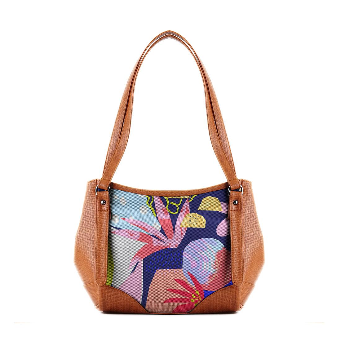 Leather Tote Bag Abstract Tropical - CANVAEGYPT