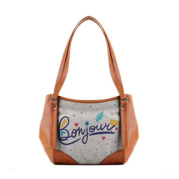 Leather Tote Bag Bonjour - CANVAEGYPT