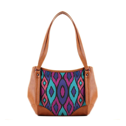 Leather Tote Bag Ikat pattern - CANVAEGYPT