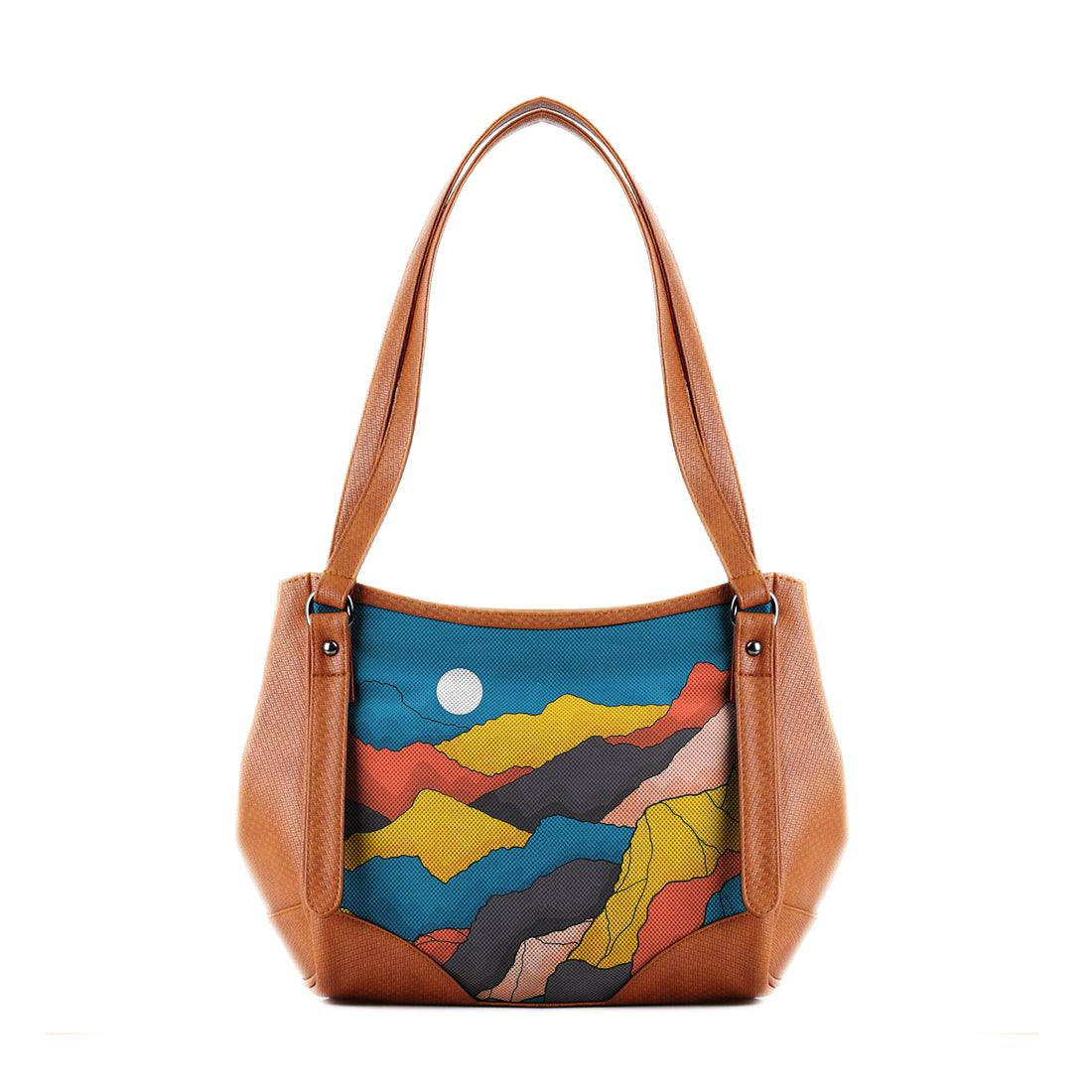 Leather Tote Bag Mountain fields - CANVAEGYPT