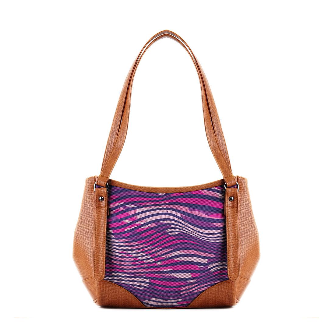 Leather Tote Bag Purple Waves - CANVAEGYPT