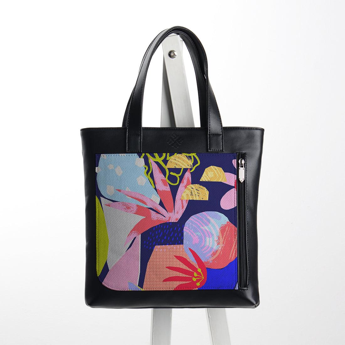 Leather Tote bag Abstract Tropical