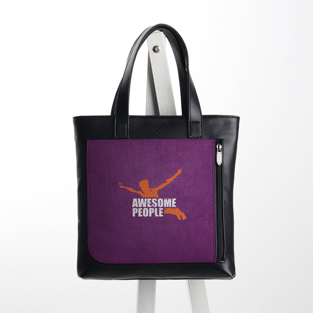 Leather Tote bag Awesome People - CANVAEGYPT
