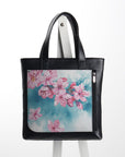 Leather Tote bag Flowers Art