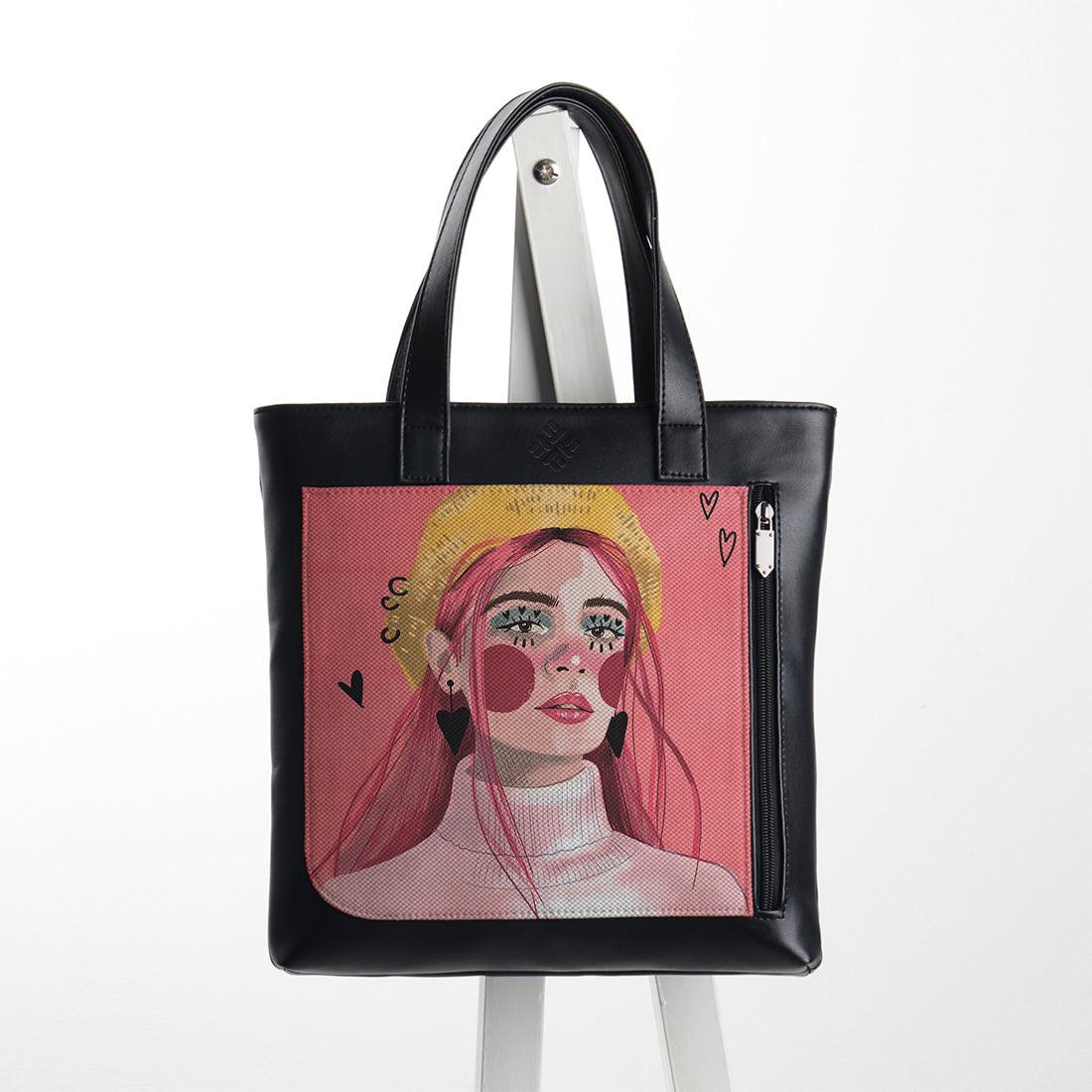 Leather Tote bag Lemon beret girl - CANVAEGYPT