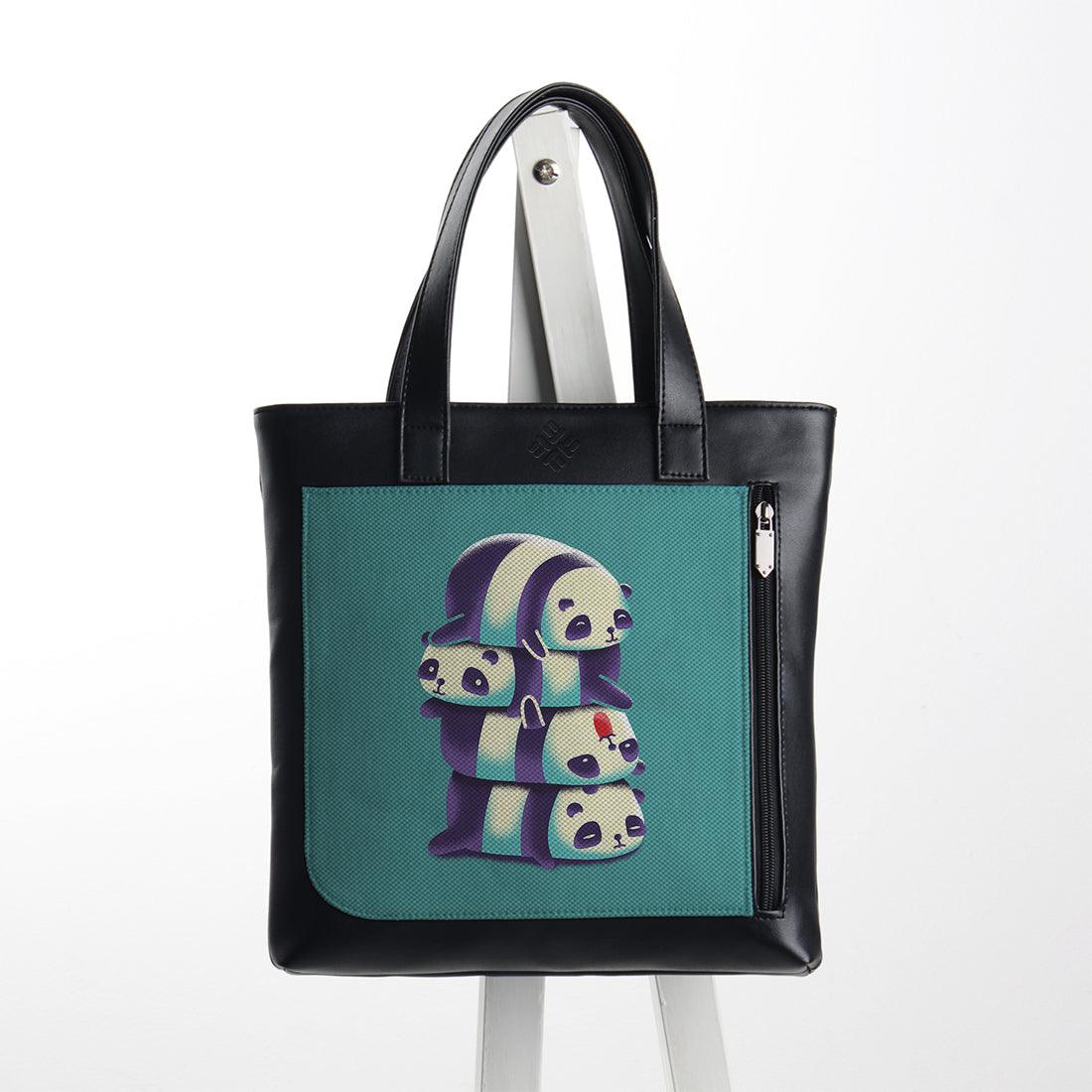 Leather Tote bag Panda family - CANVAEGYPT