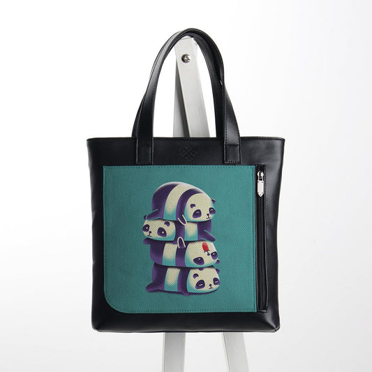 Leather Tote bag Panda family - CANVAEGYPT
