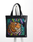 Leather Tote bag Tiger in the jungle