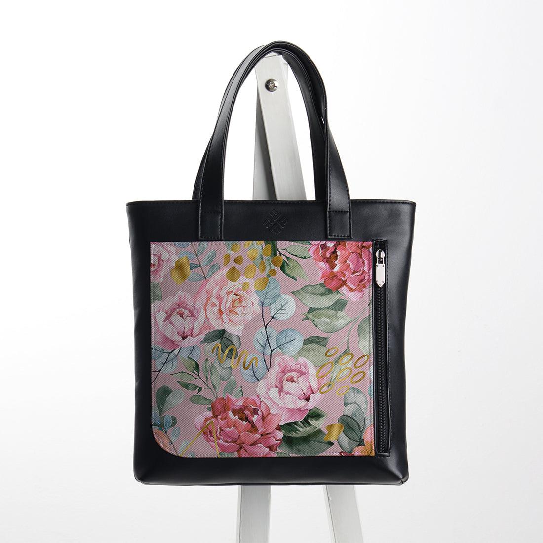 Leather Tote bag Watercolor gentle
