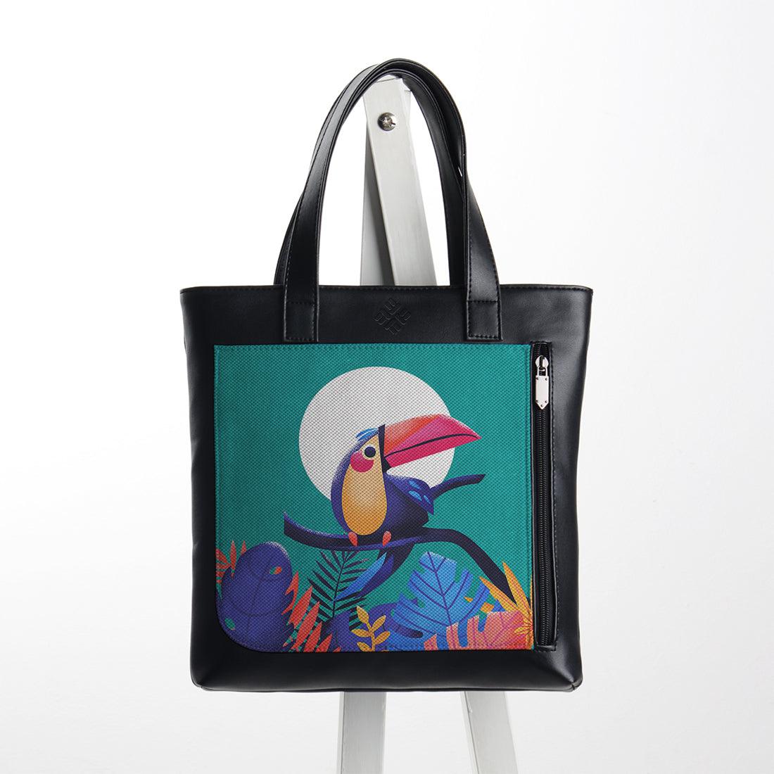 Leather Tote bag tropical bird