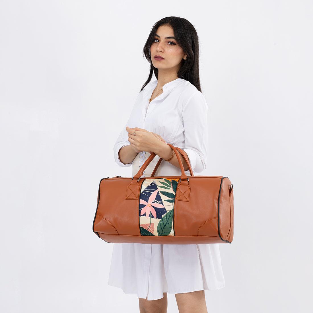 Mixed Duffel Bag Beige Floral - CANVAEGYPT