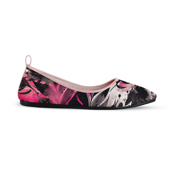 Rose Round Toe Shoe Colorful Leaf