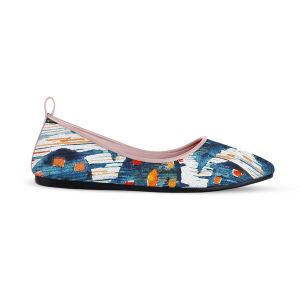 Rose Round Toe Shoe Blue circle