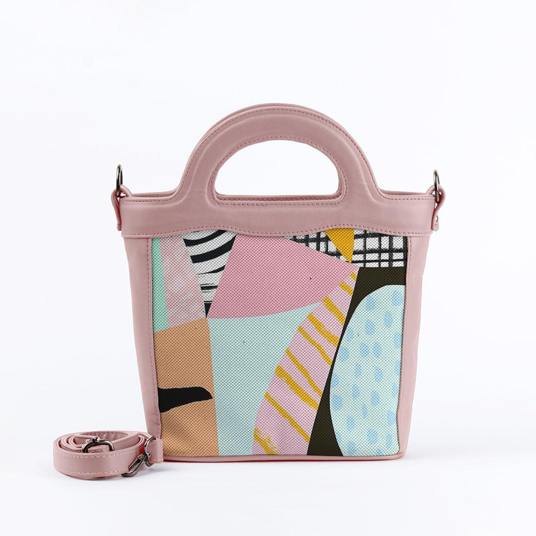 Rose Top Handle Handbag Abstract Shapes - CANVAEGYPT